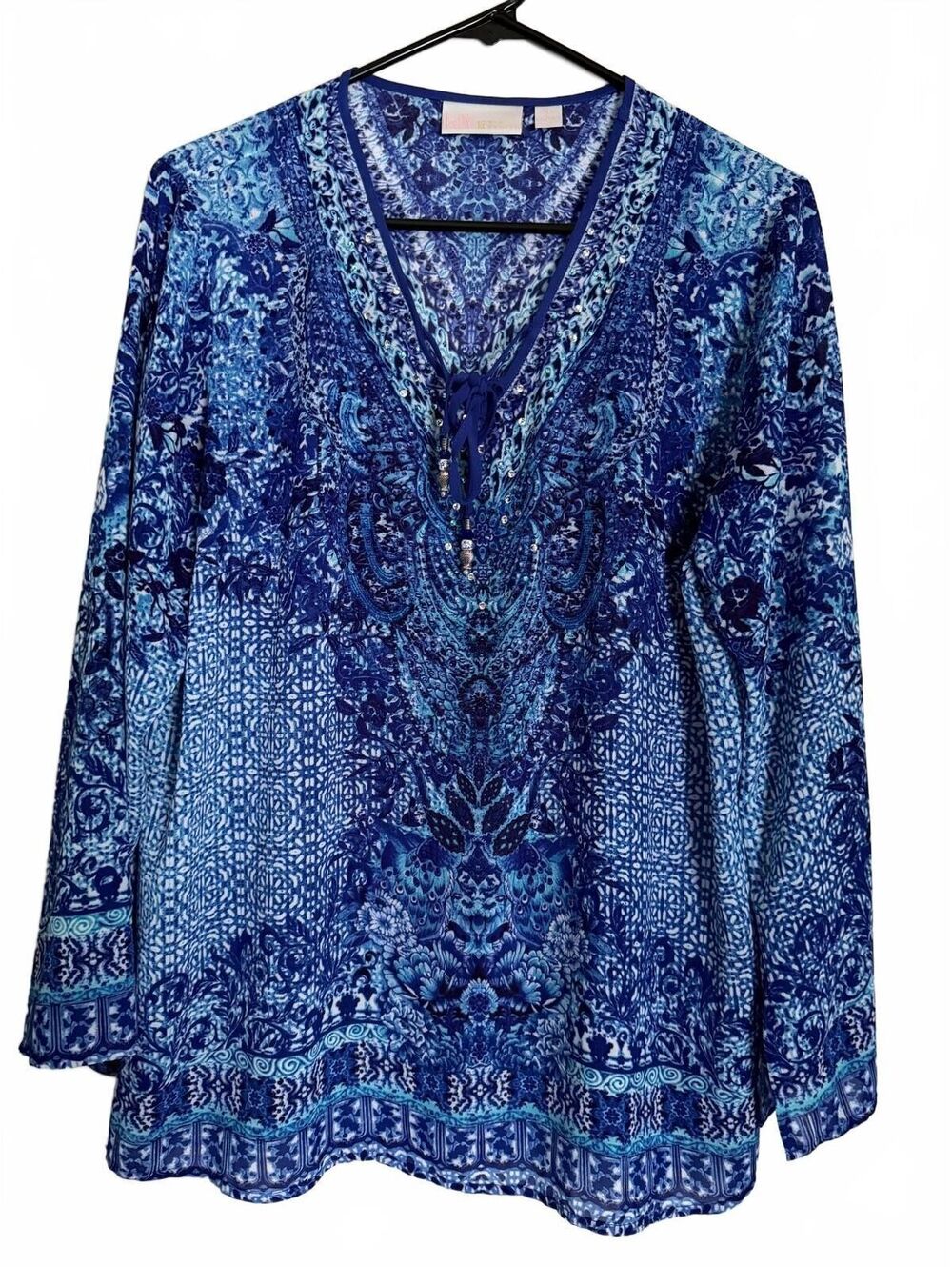 Belle by Kim Gravel QVC Women's Blouse Size Medium Medium Beaded Cottage City